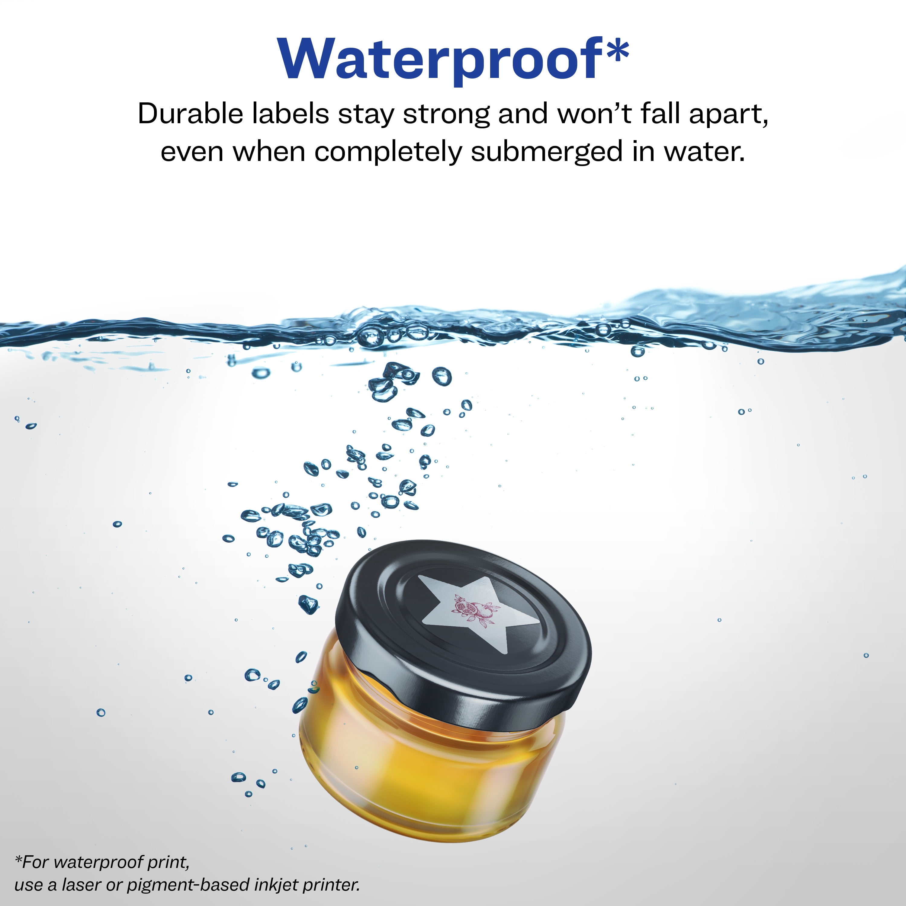 Avery 2-1/4" x 2-3/8" Waterproof Star Labels, 300 Labels