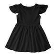 thumbnail image 5 of Toimothcn Children Girls Dresses Ruffled Sleeve Solid Color Pleated Dress Soft Breathable Summer Dresses Comfy Girls Sundress, 5 of 5