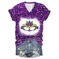 thumbnail image 2 of Fiudx Ofertas y Liquidaciones Top de Manga Corta con Cuello En V y Estampado Informal para Mujer, 2 of 3