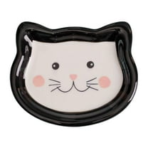 Cartoon Cat Bowl Dish Saucer Shape Eating Feeding Bowl Non Skid Food Container Plate Ceramics for Hedgehog Cats and Small Dogs Pet Supplies black