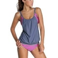 thumbnail image 1 of Coloody Tankini Maillots de Bain pour Femmes Haut Rayé Bikini Ensemble Deux Pièces - Gris m, 1 of 4