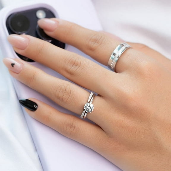 Solitaire Brilliance 2.00CT Round Moissanite Solitaire Engagement Ring 10k White Gold, Ring Size 4