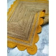 thumbnail image 3 of Kh Handloom Handmade Braided Natural Pure Jute Area Rug Yellow Boundry ,Floor Scalloped Rug, Village ART, 3 of 5