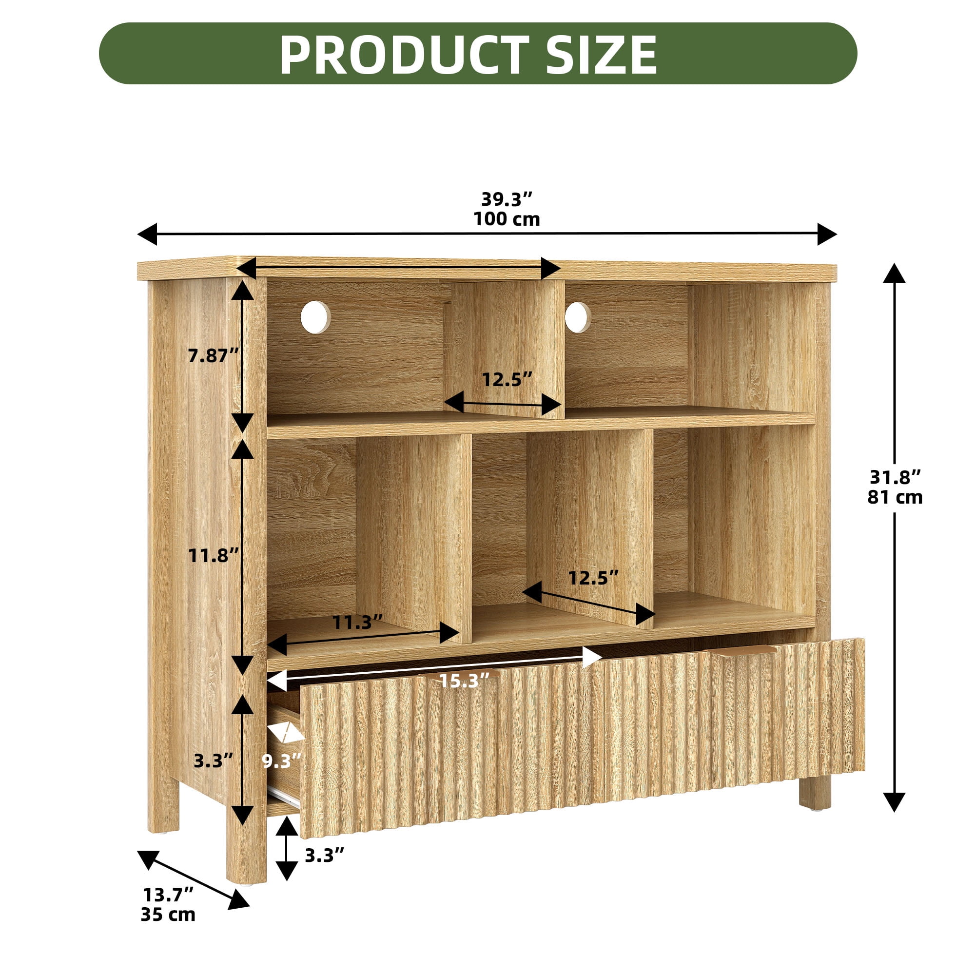 Uforic 5 Cube Bookcase with LED Light, Modern 3 Tier Bookshelf with Drawers for Home Office