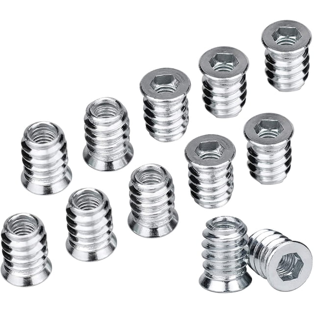 100 Piezas Tornillos de Cabeza Avellanada, Mangas de Tornillo Profesionales, Kit Surtido de Tornillos M6 x 15 mm Inserto de Tornillo Inserto Roscado Hexágono para Muebles