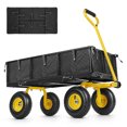 thumbnail image 3 of Funcid Steel Garden Cart with Removable Sides, Heavy Duty Yard Cart with Liner, 660 LBS Capacity Wagon, Rotating Handle, 10" Tires Wheels, Perfect for Garden Farm Yard, Yellow, 3 of 10