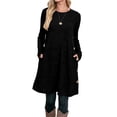 thumbnail image 1 of Pudcoco Ladies Dress Button Decoration Long Sleeve Round Neck Design Dress, 1 of 9