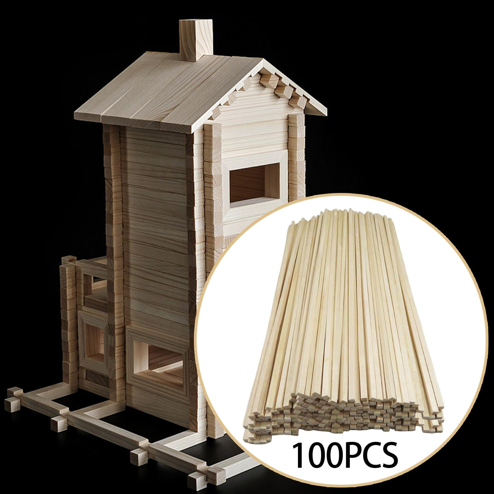 balikha 5x100x Unfinished Wood Sticks Dowel Strips for Crafts Home Decor Educational