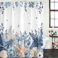thumbnail image 2 of Blue Starfish Coastal Shower Curtain, Waterproof Shower Curtains for Bathroom, Eucalyptus Summer Nautical Shell Ocean Washable Fabric Bathtub Curtain Set Bath Decor with 12 Hooks 72"x78", 2 of 8