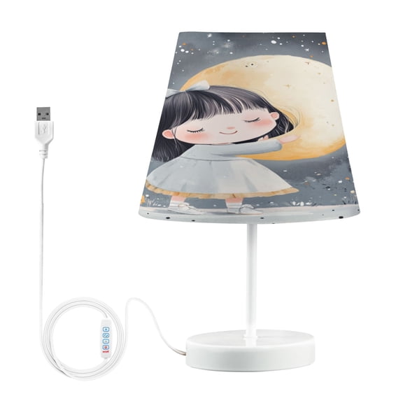 BZSMCE Table Lamp Creative Sleeping Gril Holding The Moon Simple Pattern Night Light