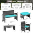 thumbnail image 3 of Gymax Set Of 6 Patio Furniture Outdoor Sectional Conversation PE Rattan Sofa Set Turquoise, 3 of 7