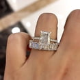 thumbnail image 3 of Kalapi Jewel 14K White Gold Plated Bridal Ring with Eternity Band - 1.5 Ct Radiant Cut Moissanite Ring Set - Exquisite Solitaire with Accents Ring for Her - Beautiful Gift for Engagements, 3 of 3