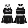 thumbnail image 4 of MSemis Kids Girls 2PCS Cheer Leader School Uniform with Pleated Mini Skirt Set, 4 of 4