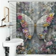 thumbnail image 4 of Floral Butterfly Art Serene Beauty Nature Cloth Fabric Bathroom Decor Set with Hooks, 4 of 7
