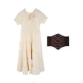 thumbnail image 5 of Odeerbi Toddler Girls Vintage Dress Set Renaissance Medieval Short Sleeve Tiered Dress with Corset Belt, 5 of 8