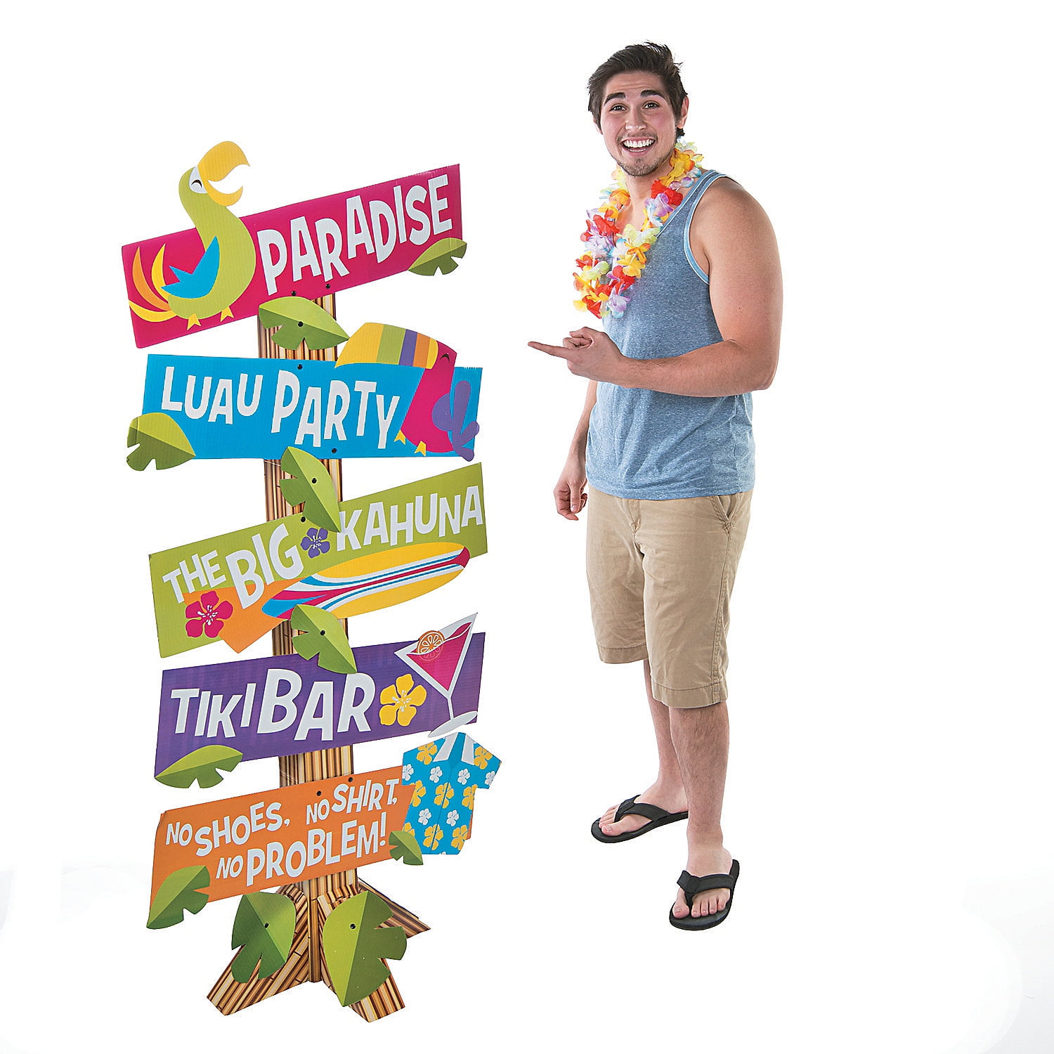Party Decorations Big Dot of Happiness Tiki Luau Tropical Hawaiian Summer Party Welcome Yard Sign