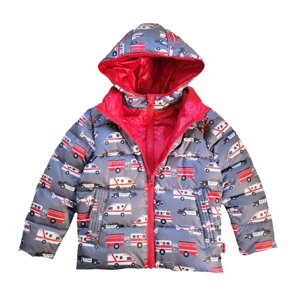 ONE KID The Road Coat Down Toddler Winter Jacket with Split Collar and Dual Zipper, 20% Feather Insulation, Unisex Kids Winter Coat - The Road Coat Down - Rescue Print