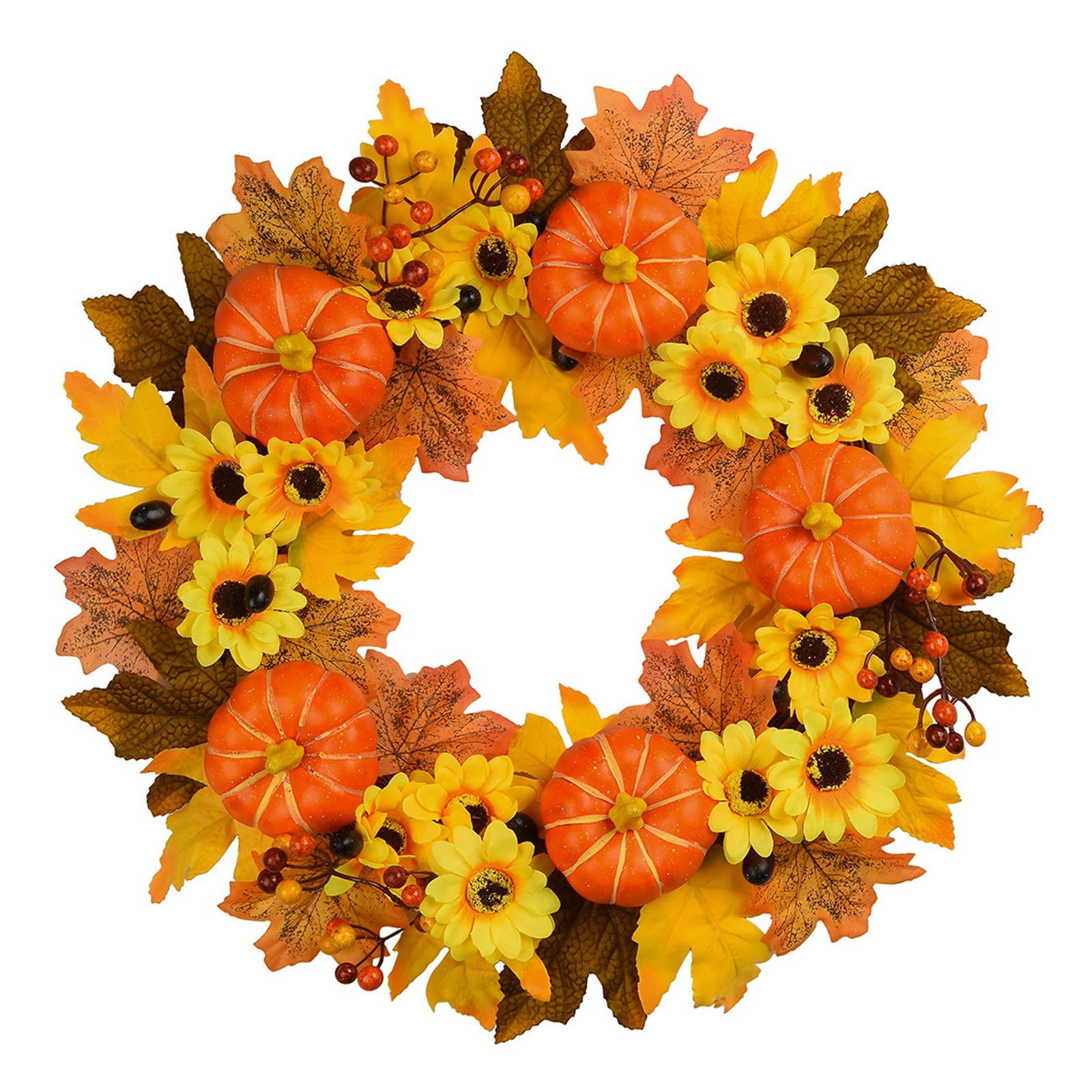 20in Fall Wreath Garland Pumpkin Berries Maple Leaves Party Decor