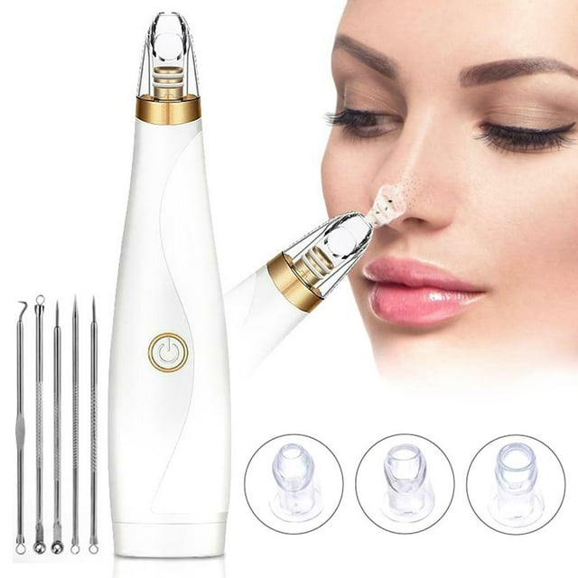 Blackhead Remover Vacuum Powerful Pore Vacuum With 3 Suction Heads 5 Pcs Anti-Slip Acne Whitehead Portable Pore Cleaner Kit For All Skins