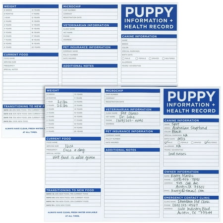 60 Pack Puppy Vaccination Record Cards, Canine Health Record Books for Dogs (Tri-Fold Design, 8.5x11 Inch)