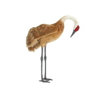 Handcrafted Cuddlers 30'' Brown and White Plush Standing Crane Figurine