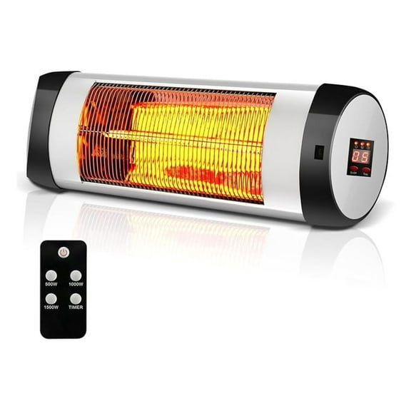 Wall Mounted Electric Heater, 3s Heating Carbon Fiber Tube Wall Heating Machine w/ Control, IP65 Waterproof, Infrared Heater for Restaurant, Backyard, Garage and Decks