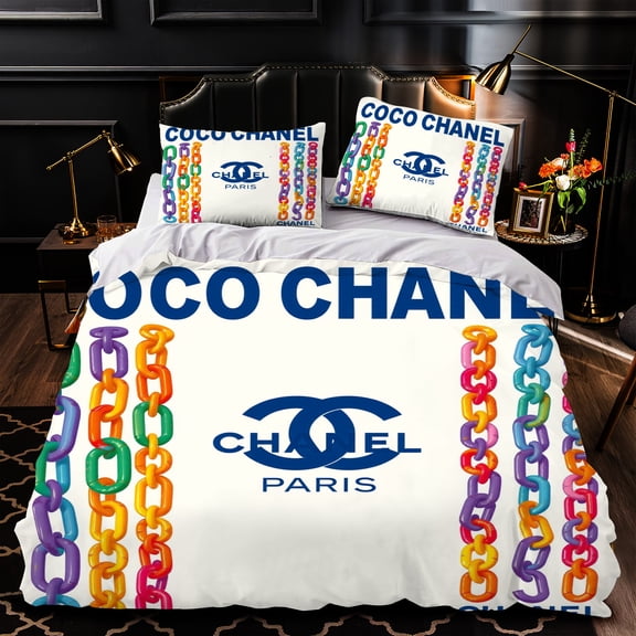 3-Piece Duvet Cover Set - Colorful Chain Pillows Modern Bedroom Decor