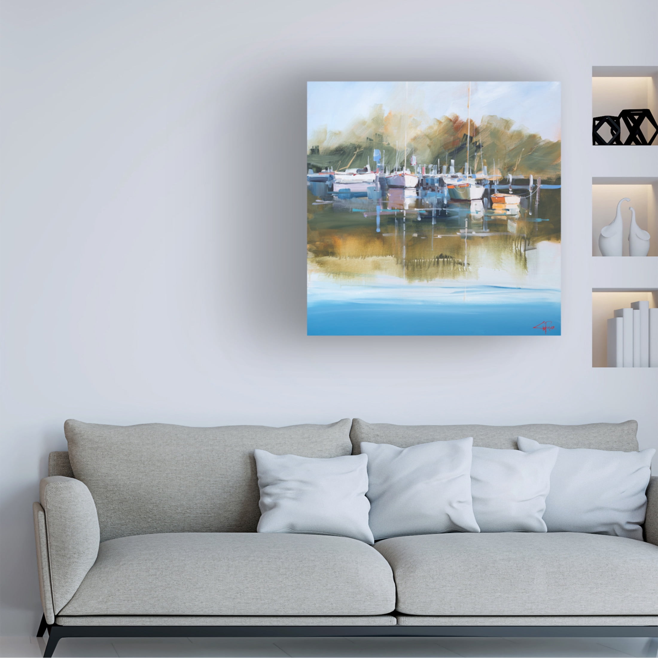 Canvas Wall Art - Craig Trewin Penny 'Still Moorings, Metung' Wall Art for Living Room, Bedroom, or Office Décor by Trademark Fine Art - 35 x 35 Inches