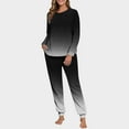 thumbnail image 2 of AINIYS 2 Piece Sets for Women Fall Loungewear Long Sleeve Gradient Color Pajama Two Piece Cuffed Pants Matching Set Black Pajamas for Women _i XL, 2 of 7