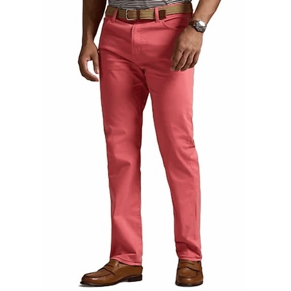 Polo Ralph Lauren Men's Pale Red Big & Tall Slim Straight Stretch Sateen Pants, 48Bx30