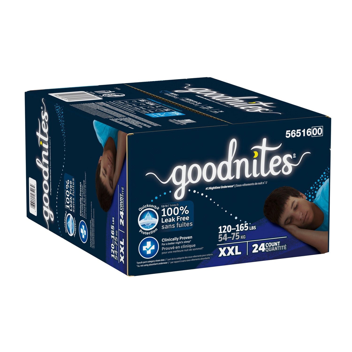Sous-vêtements de nuit Goodnites pour garçons, TG (43 à 64 kg [95 à 140 livres] et plus), 24 sous-vêtements