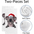 thumbnail image 2 of Coolnut Fingertip Hand Towels, Set of 2 Pcs Fun Koala with Hat Absorbent Face Bath Towels for Bathroom Kitchen, 30"x15", 2 of 6