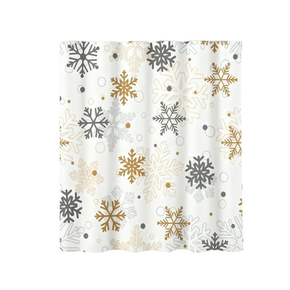 Lekihaqq Christmas Snowflake Shower Curtain, Winter Merry Christmas Snow Xmas Tree Home Holiday Bathroom Decor, Polyester Cloth Fabric Bath Curtain with 12 Hooks 35" x 70" L White