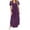 Purple, variant on Women Summer T Shirt Dress, Casual Short Sleeve V Neck Maxi Dresses. Loose Side Slit Long Sundress Dress with Pockets Chiffon Dresses for Women Light Blue XL