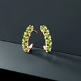 thumbnail image 4 of Gem Stone King 3.00 Ct Round Green Peridot 18K Rose Gold Plated Silver Open Earrings for Women, 4 of 4