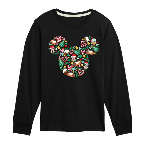 Disney - Mickey Silhouette Christmas - Toddler & Youth Long Sleeve Graphic T-Shirt