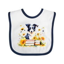 Inktastic Bookworm Border Collie Girls Baby Bib