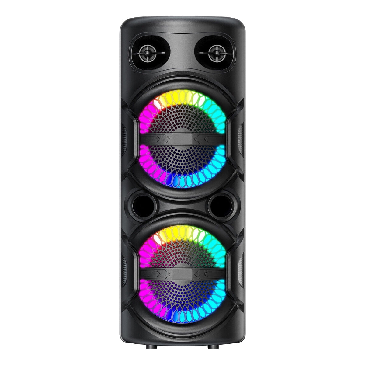RIDWIND TWS Portable Bluetooth Speaker Dual 8" Woofers Heavy Bass Sound System W/ Microphone Remote Control LED Party Lights Support FM/AUX/MP3/USB/TF