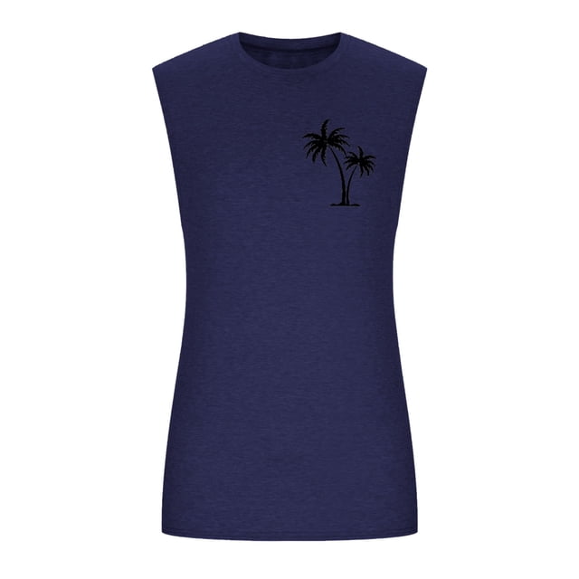 Men Summer Split Side Loose Fit Athletic Workout Tank Top Extended Length Hop Graphic Print Muscle Tee