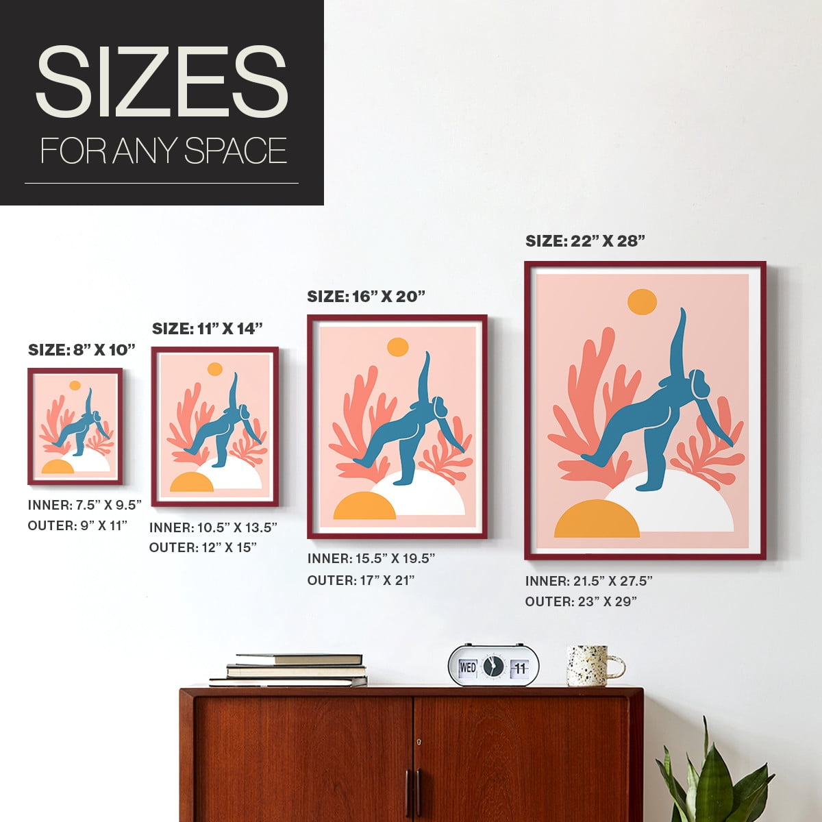 Matisse CCCXVIII in Red Solid Wood 11 x 14 Framed Print