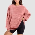 thumbnail image 2 of WREESH Womens Oversized Sweatshirts Solid Fuzzy Fleece Pullover Long Sleeve Crewneck Furry Blouses Winter Thicken Warm Coat Tops Pink, 2 of 5