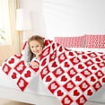 thumbnail image 4 of Manfei Cartoon Loves Bedding Comforter Set,Geometric Plaid Grid Twin Comforter Sets,Red White Bedding Set For Girls Kids,Ultra Soft Home Decor Reversible,2pcs, 4 of 8
