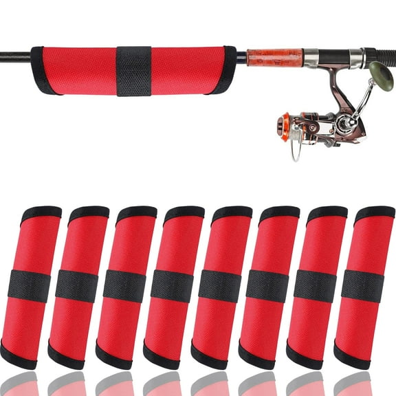 Fishing Lure Wraps 8 Pack Lure Covers Bait Storage with Velcro Strap Fishing Hook Protector red