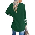 thumbnail image 3 of LUXUR T-shirt pour Femmes à Blocs de Couleur T-shirt à Manches Longues Tee Décontracté Hauts Col Rond Chandail Vert 2TG, 3 of 3
