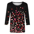 thumbnail image 4 of Tauxra Printed T-Shirt for Women with 3/4 Sleeves, Loose Fit Casual Round Neck Pullover Top for Valentine's Day or Daily Wear, 4 of 7