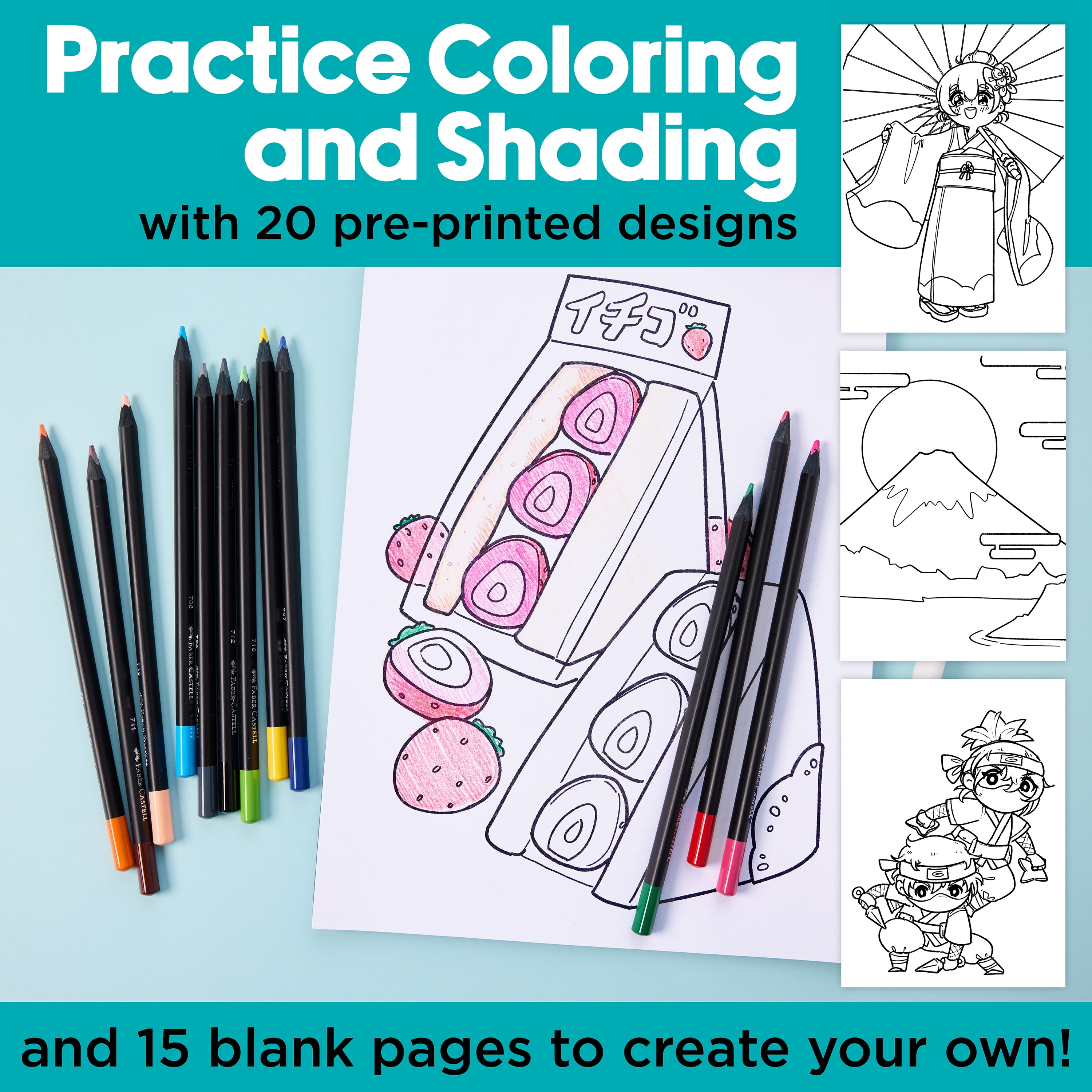Faber-Castell Anime Drawing Kit - Japanese Adventures Edition Easter Basket Filler | Step-by-Step Instruction Book & Supplies
