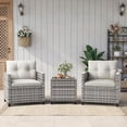 thumbnail image 3 of 3 Pieces Patio Furniture Set, PE Rattan Patio Conversation Set with Tempered Glass Tabletop, Outdoor Wicker Chairs and Table Set for Patio Balcony Garden, Grey and Beige, 3 of 9