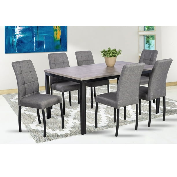 Comedor Adra Gris 6 Sillas Tubular MOBILKRAFT Modelo Adra 6 Sillas Rectangular, Estilo Contemporáneo en Color Gris