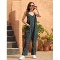 thumbnail image 3 of Lentta Women's Loose V Neck Harem Jumpsuits Sleeveless Spaghetti Strap Baggy Overalls with Pocket (DarkGrey-M), 3 of 4
