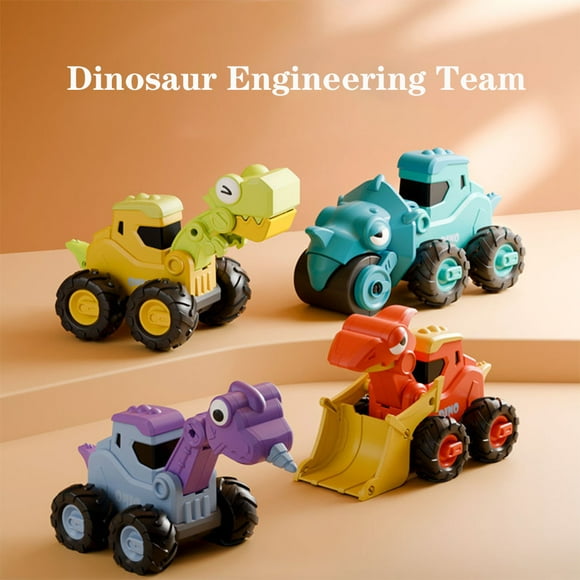 Jouets de Camion Dinosaure pour Enfants, Voitures Jouets Dino à Pousser, Ensemble de Véhicules de Construction Dinosaure, Cadeaux d'Anniversaire pour Garçons et Filles